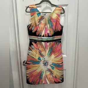 Sangria Multicolor Floral Print Midi Dress - Black Base